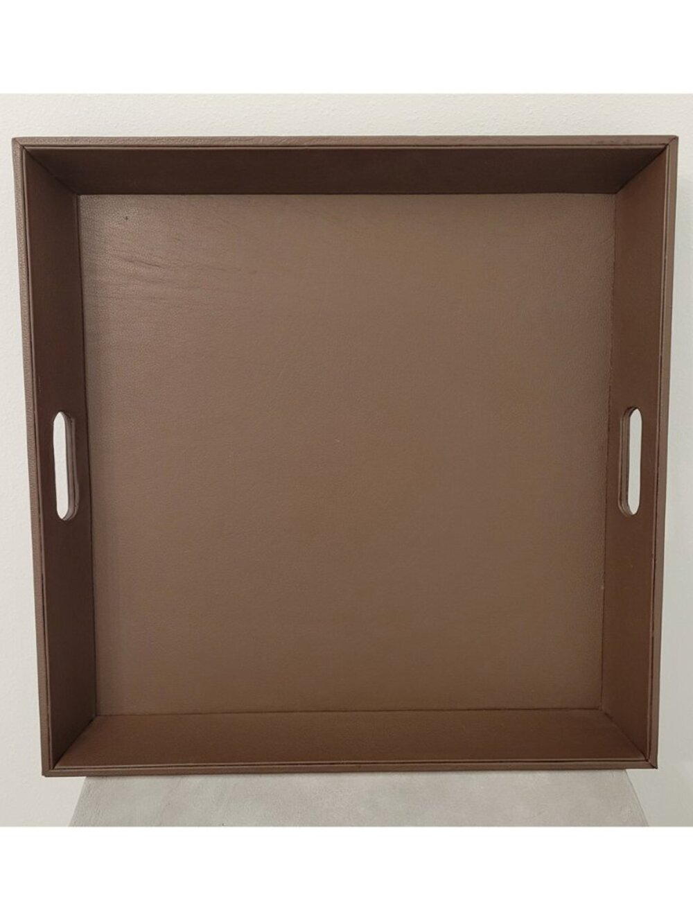 Rare Collectible TOMMY BAHAMA 20" Brown Leather Ottoman/Serving Tray w/Handles